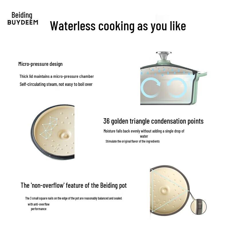 Buydeem 22cm Enamel Cast Iron Pot with Thawing Plate