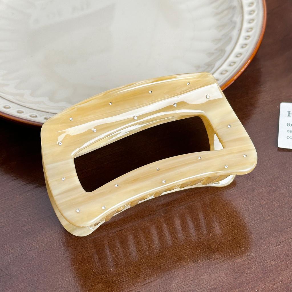 Акриловая заколка-краб для волос большого размера 40 мм с шикарными акцентами из стразов для гламурного образа