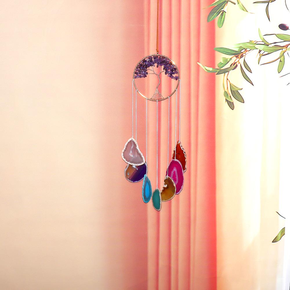 Агатовая пластина 'Древо Жизни' Кристальный Кулон - Ручная Работа T137