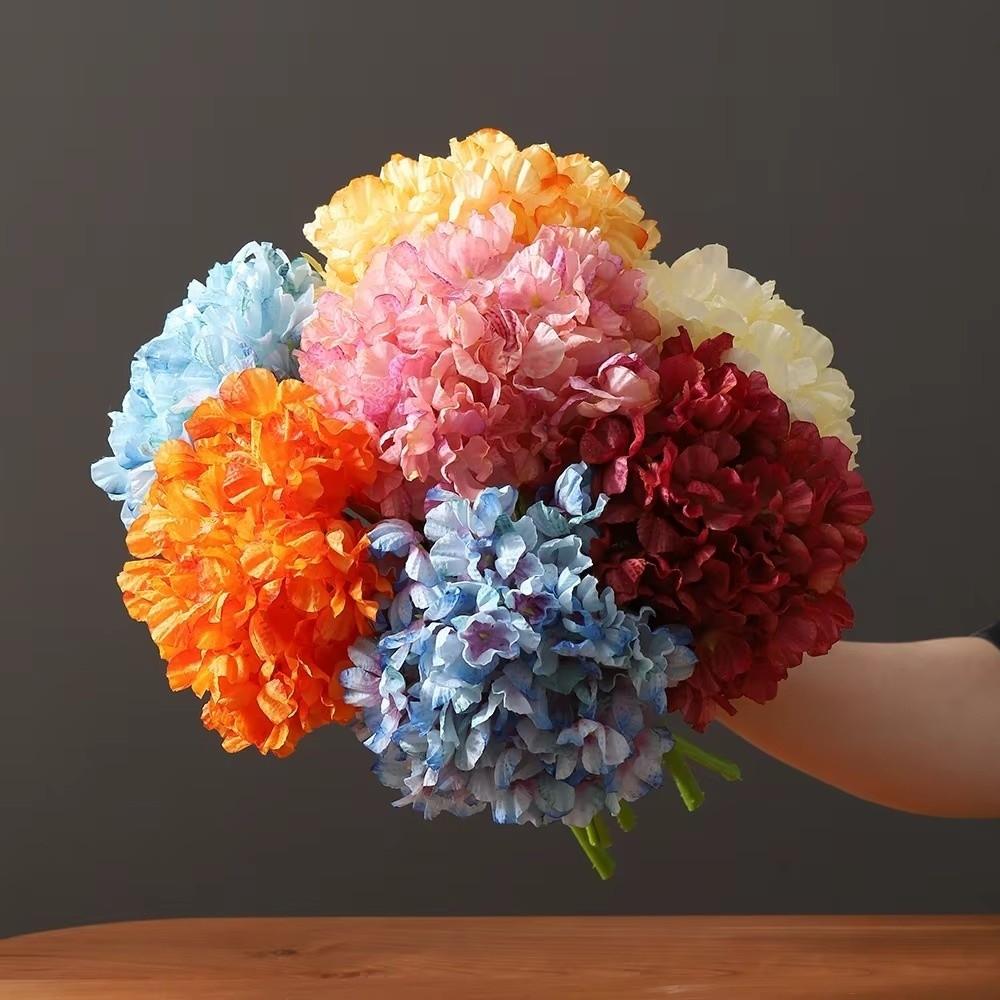 Realistic Look Hydrangea Artificial Flowers Bouquet Reusable Silk Flower Living Room Decoration