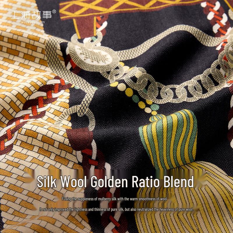 Shanghai Story Silk Wool Blend Square Scarf & Shawl