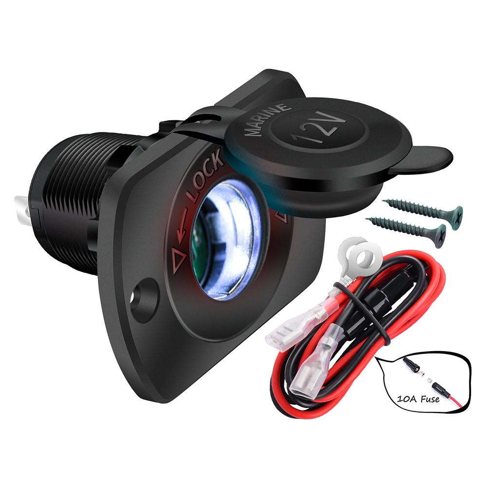 12 В автомобильный прикуриватель, розетка Femaile 12 В, сменная розетка с синим светодиодом, водонепроницаемая для лодок, морских мотоциклов