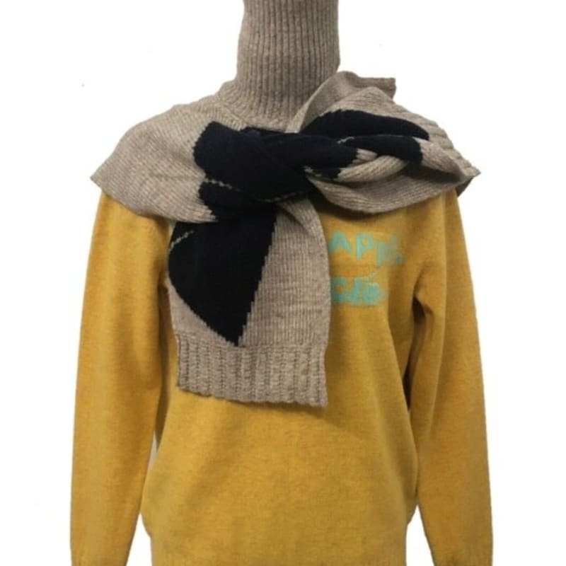 Moonhee M8FA01AARGYLE RIB MUFFLER BEIGE