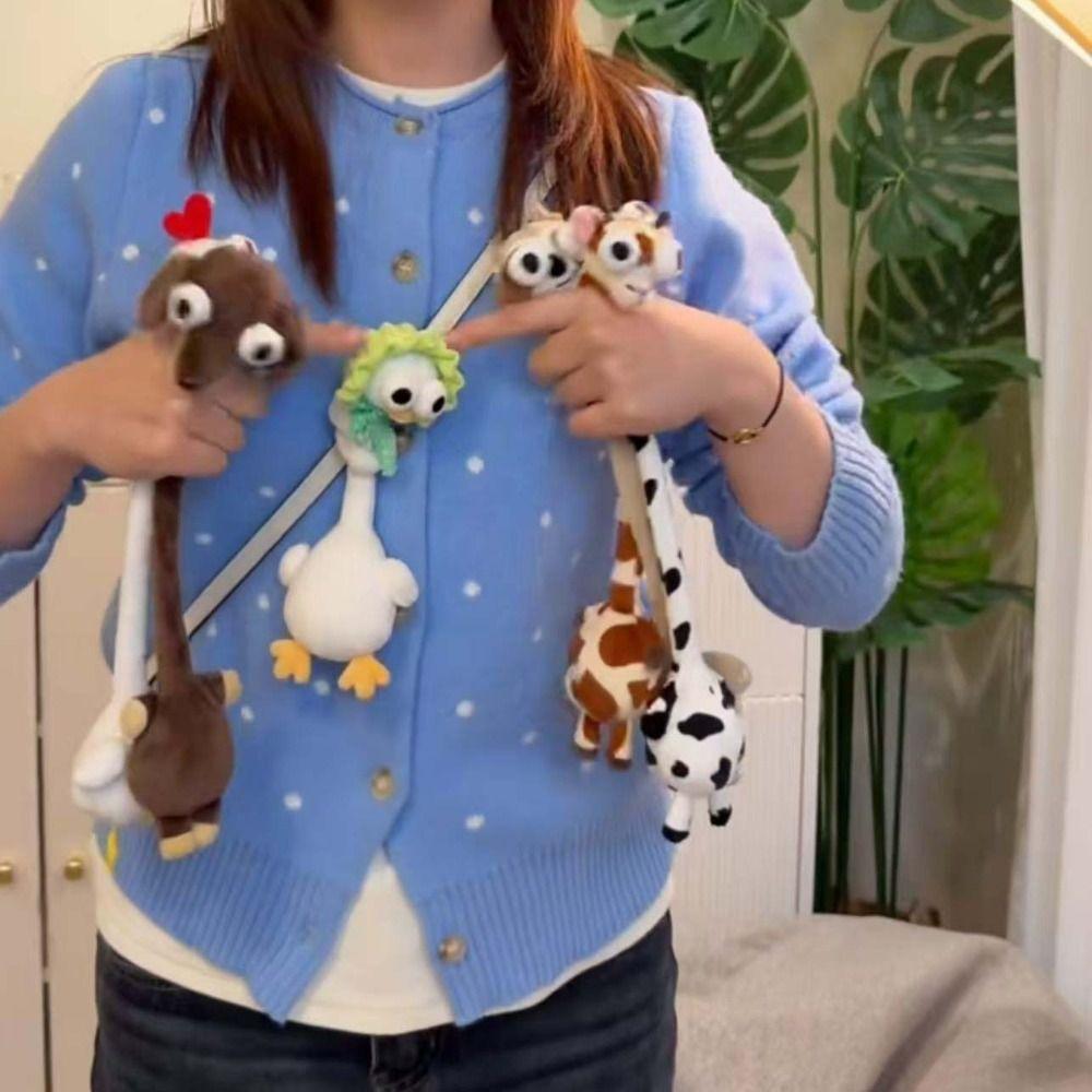 White Color Giraffe Bag Pendant Cute Style Pink Pig Plush Pendant Backpack Accessory