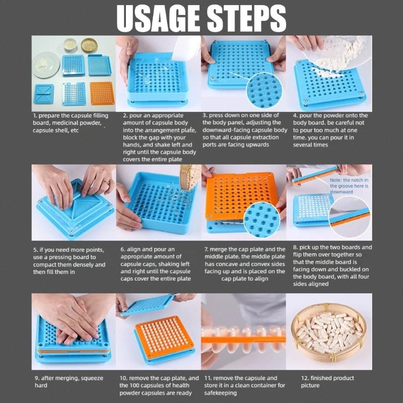 Premium Plastic Capsules Filler Set 100 Hole Capsules Filling Board Size 00 For Quick And Simple Operation