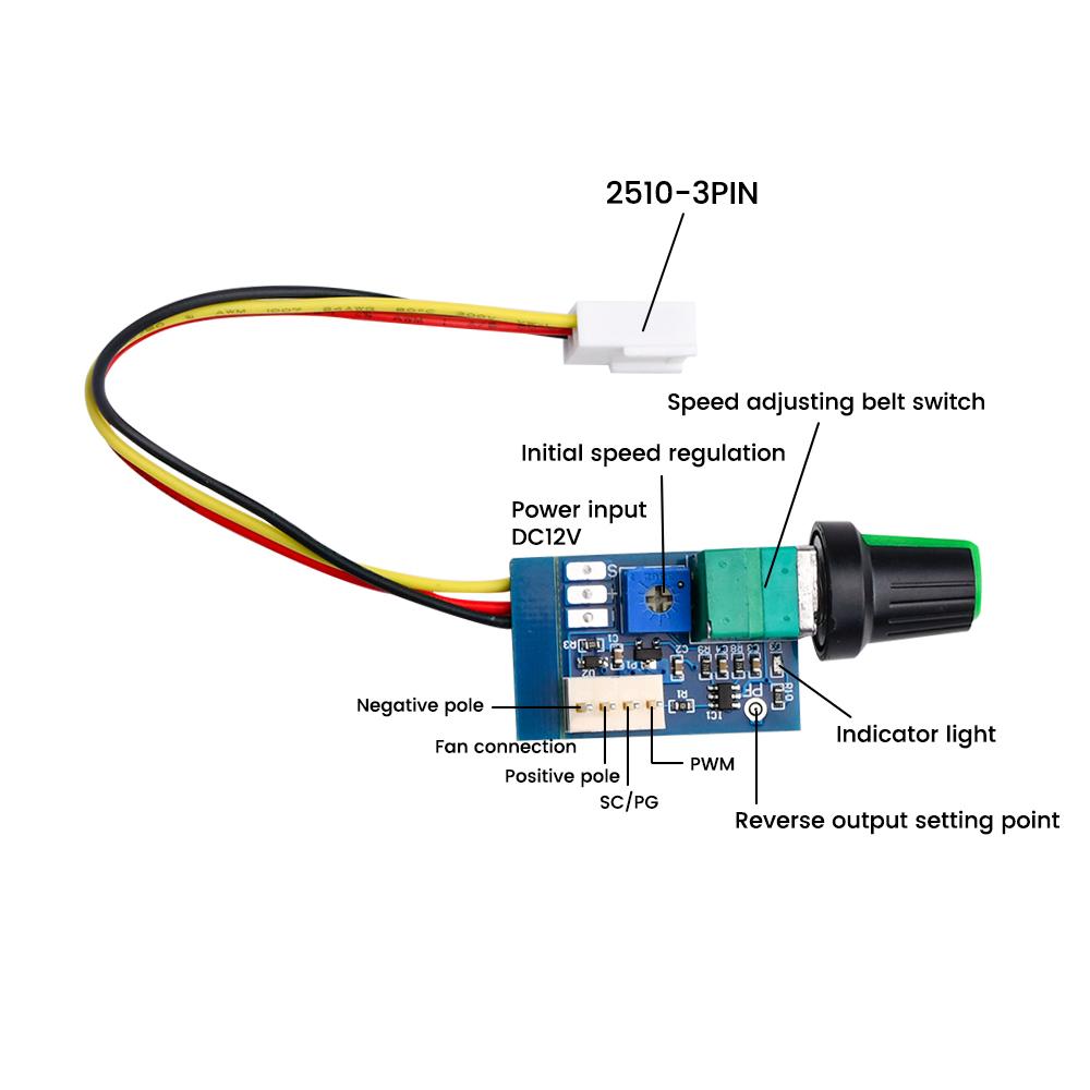 DC5-12V 2-3-проводной регулятор скорости вентилятора 4-проводная плата регулятора скорости вентилятора PWM с ручкой-переключателем Регулировка скорости вентилятора