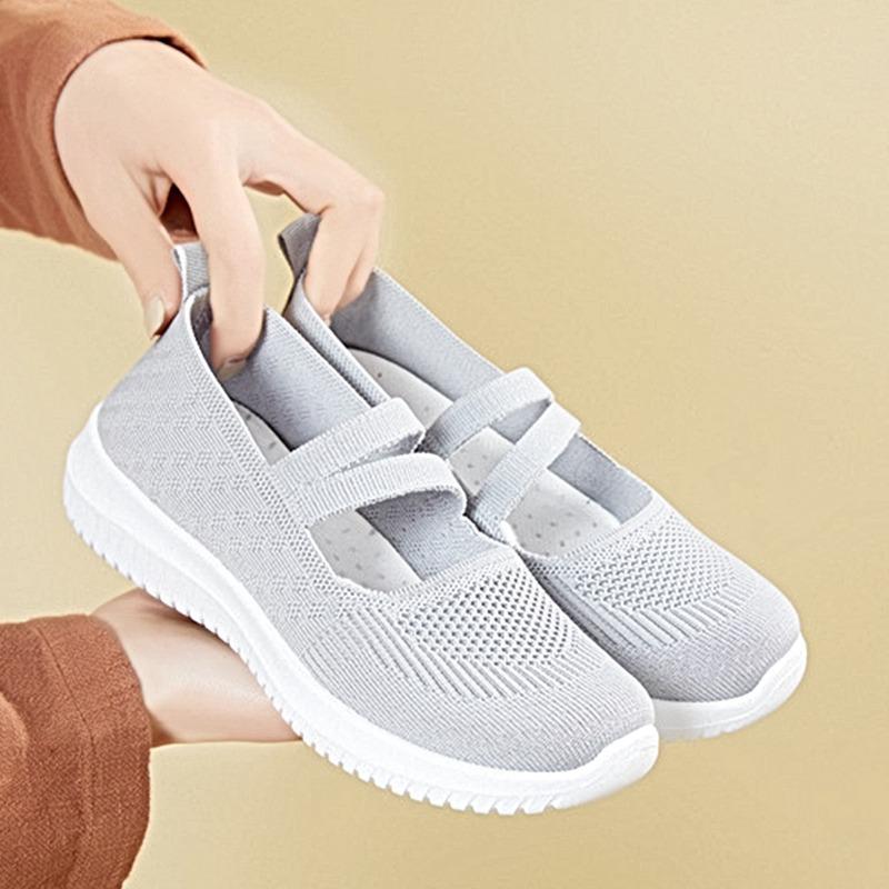 Модная женская обувь 2024 года, новые эластичные женские вулканизированные туфли, осенняя дышащая сетчатая твердая подошва Solft, легкая повседневная обувь для ходьбы