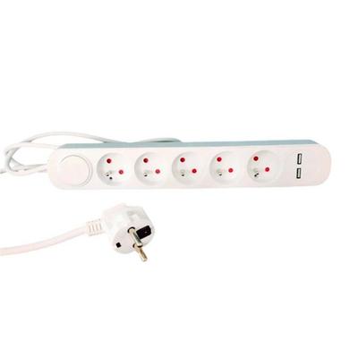 Блок розеток - Noname - 5 розеток - 16А - 2 USB-порта - Кабель 1,5м