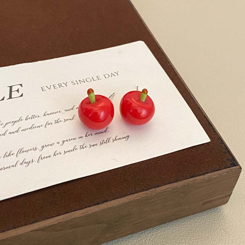 Новые мультяшные серьги Apple простые креативные милые серьги Apple для девочек ювелирные изделия подарки
