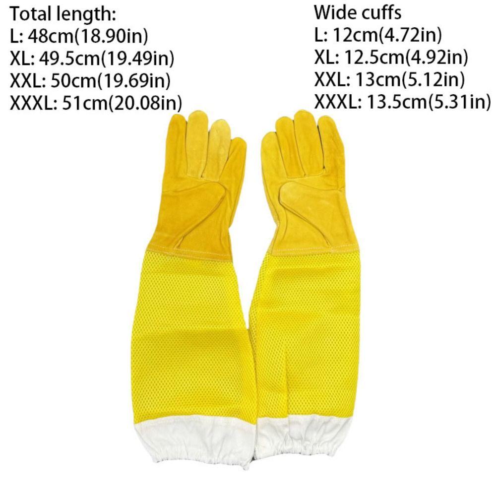 Leather Beekeeping Gloves Goatskin Breathable Mesh Beekeeper Gloves Durable Reusable Ventilated Gloves Professional Use