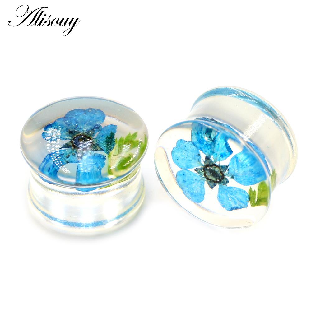 Alisouy 2 шт. прозрачный акриловый цветок лист одуванчик снежинка ушные манометры туннельная пробка носилки расширитель пирсинг украшения для тела