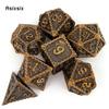 7 Pcs Yellow Dragon Metal Dice Solid Metal Polyhedral Dice Set Suitable for Role-Playing RPG  Board Game Card Game