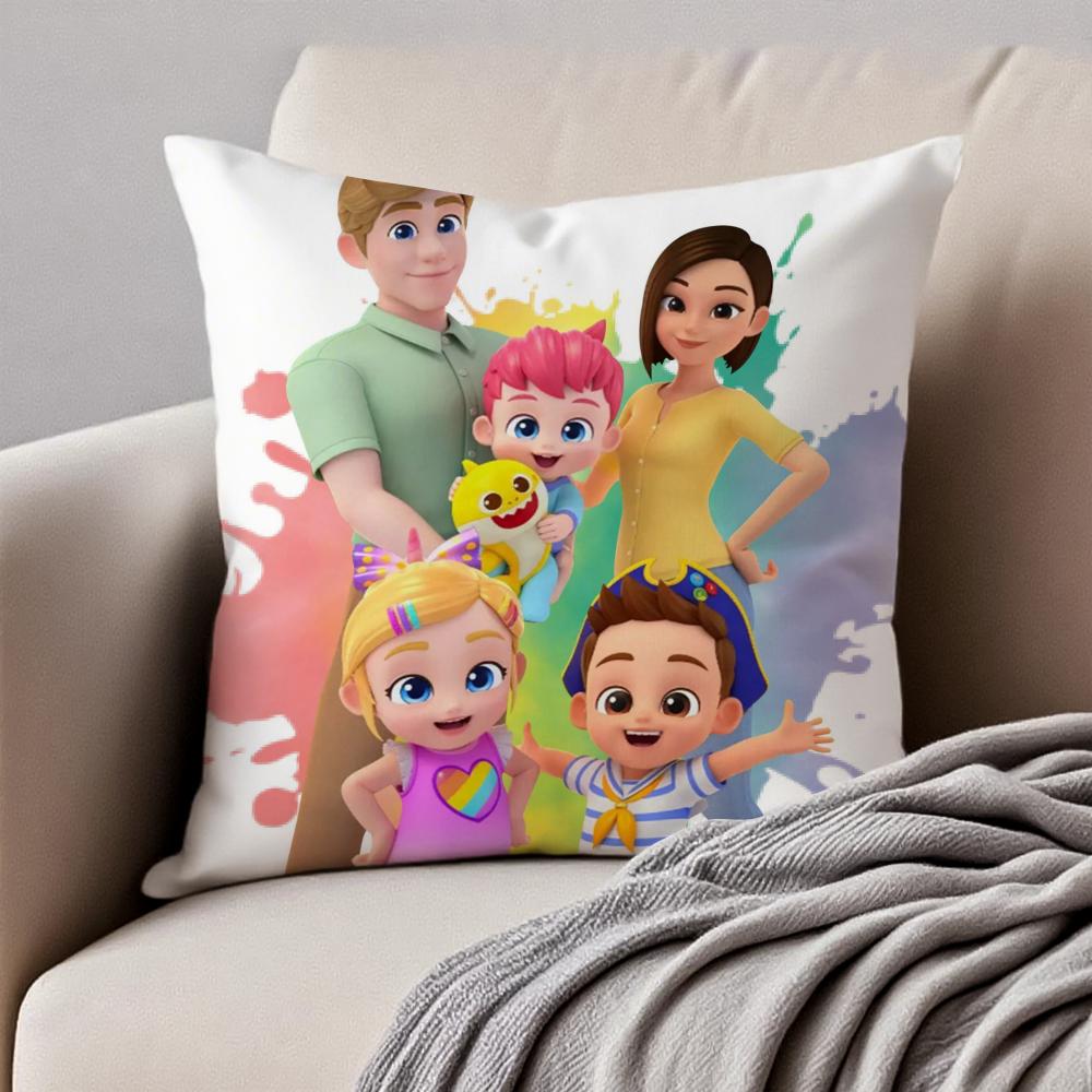 Cute American Children Cartoon CCocomelon Cushion Cover Pillowcase Antidustmite Invisible Zipper Short Plush Sofa Cushion