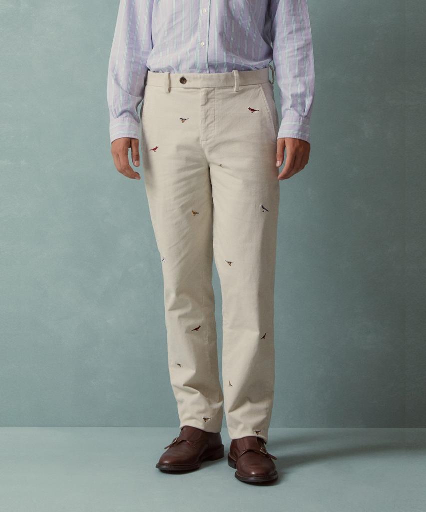 BROOKS BROTHERS Классический крой 15W Вельветовые Чино Брюки с Узором Птиц (бежевый) (Bbpcmnf404)