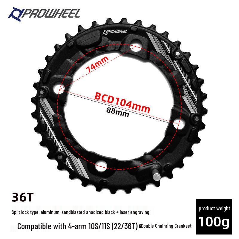 Горный велосипедный шатунный комплект Prowheel на 10/11 скоростей с полым дизайном и звездами 26T/36T/38T для ремонта велосипеда.