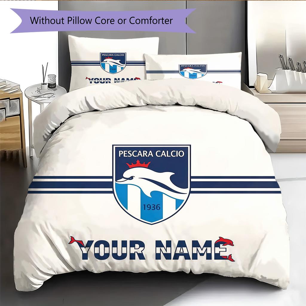Custom Name Delfina Calcio Pattern Bedding Quilt Set  Home Decoration  Gift (1 * duvet cover + 2 * pillowcase  without core)