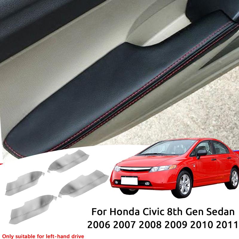 Perfect For Honda Civic 8th Gen Sedan 2006 2007 2008 2009 - 2011 PU Leather Car Interior Door Armrest Panel Cover Sticker Trim