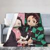 Kimetsu No Yaiba Kamado Nezuko Blankets Anime Fleece Funny Breathable Throw Blankets for Bedding Lounge Spring Autumn