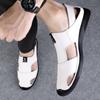 Fashion Vintage Men Shoes Genuine Leather Sandals Cow Leather Soft Breathable Casual Flats Summer Beach Sandals Outdoor Slippers