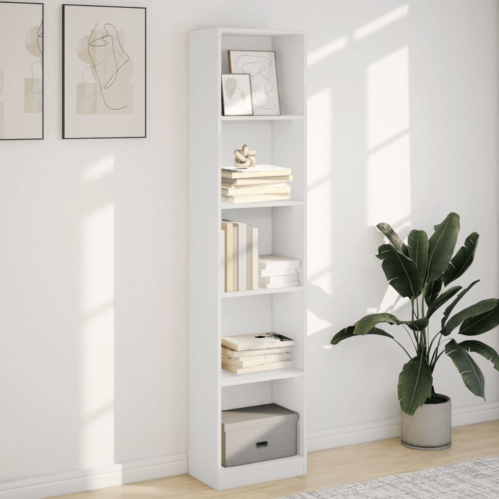 Bookshelf White 40 x 24 x 176 cm Engineered Wood