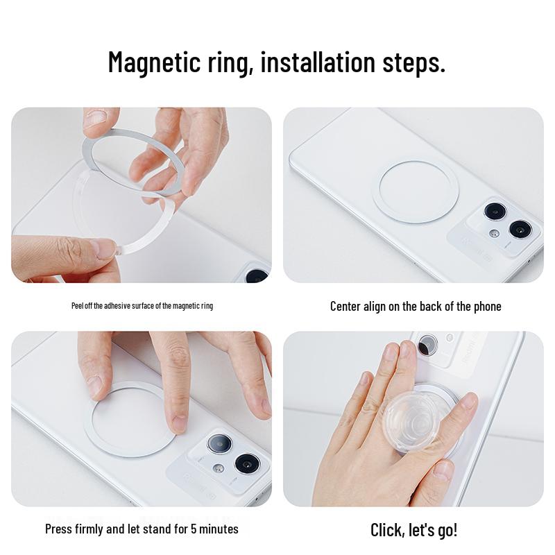 Magnetic Airbag Phone & Tablet Stand - Compact Finger Ring with Strong Magnetic Back Sticker