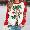 Women's Long Sleeve T-Shirts Christmas Deer Print Hoodies Oversized Street Sweatshirts Fashion Raglan O-Neck Tops Woman Clothing