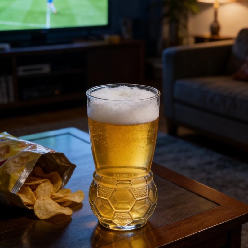 6Pcs Clear Soccer Design Glass Cups 450ml Large Capacity Watch Game Drinkware For Beer And Beverages