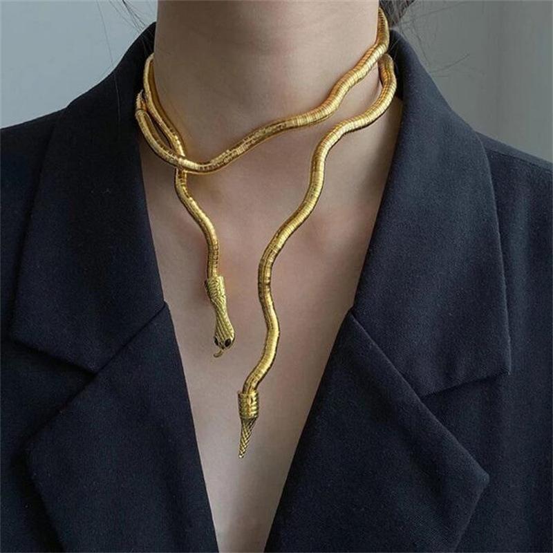 Dark Earth Cool Snake Necklace Men and Women European and American Style Exaggerated Niche Personality Design Sense Adjustable