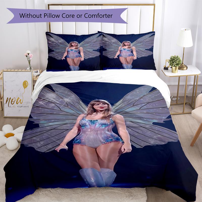 3pcs Taylor Swift pattern bedding set duvet cover set includes duvet cover &pillowcases, perfect all season bedroom decoration & gift