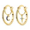 925 Silver Earrings Golden Round Circle Hoop Earrings For Woman Female Fashion Wedding Engagement Jewelry