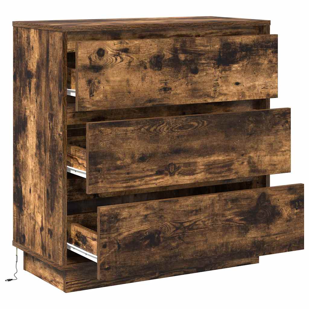 Nightstand Smoked Oak 71 x 34.5 x 75 cm Engineered Wood