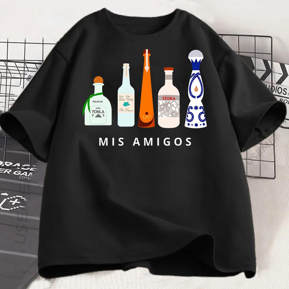 Vintage Washed Retro WaxDyed Thickened Fun Unisexs Short Sleeve Printed TShirt My Friends Tshirt Tequila Tshirt Harajuku