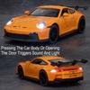 1/32 Scale 911 Gt3 Sports Car Model Toy Alloy Body Rubber Tires Doors Opened Supercar Models Sound Light Pull Back Gifts for Kid