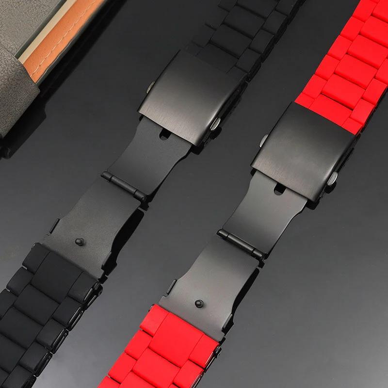 Силиконовый ремешок из нержавеющей стали для часов Diesel Watch Strap DZ7396 DZ7370 DZ4289 DZ7070 DZ7395 Мужской резиновый водонепроницаемый браслет 28 мм