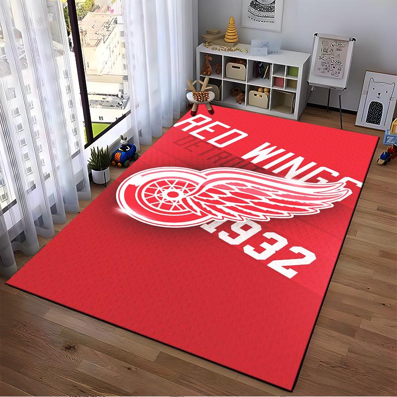 Detroit Red Wings Logo Design Rug Non-slip rug suitable for living room and bedroom sofas.