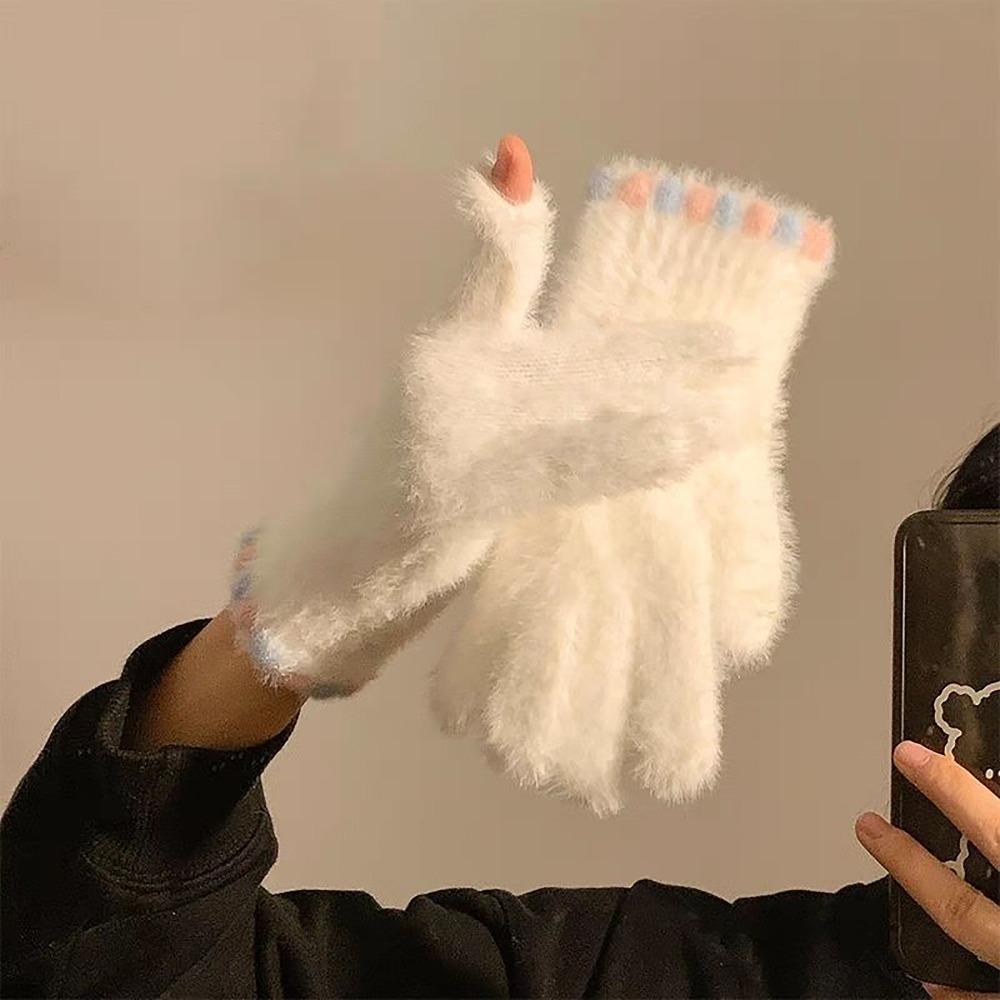 Elastic Fleece Women's Gloves Korean Style Ski Mittens Mink Velvet Gloves For Girls Winter