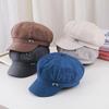 Japanese Embroidered Letter Octagonal Hat Female Spring And Autumn Sweet Versatile Face Ducktongue Beret Casual Hat