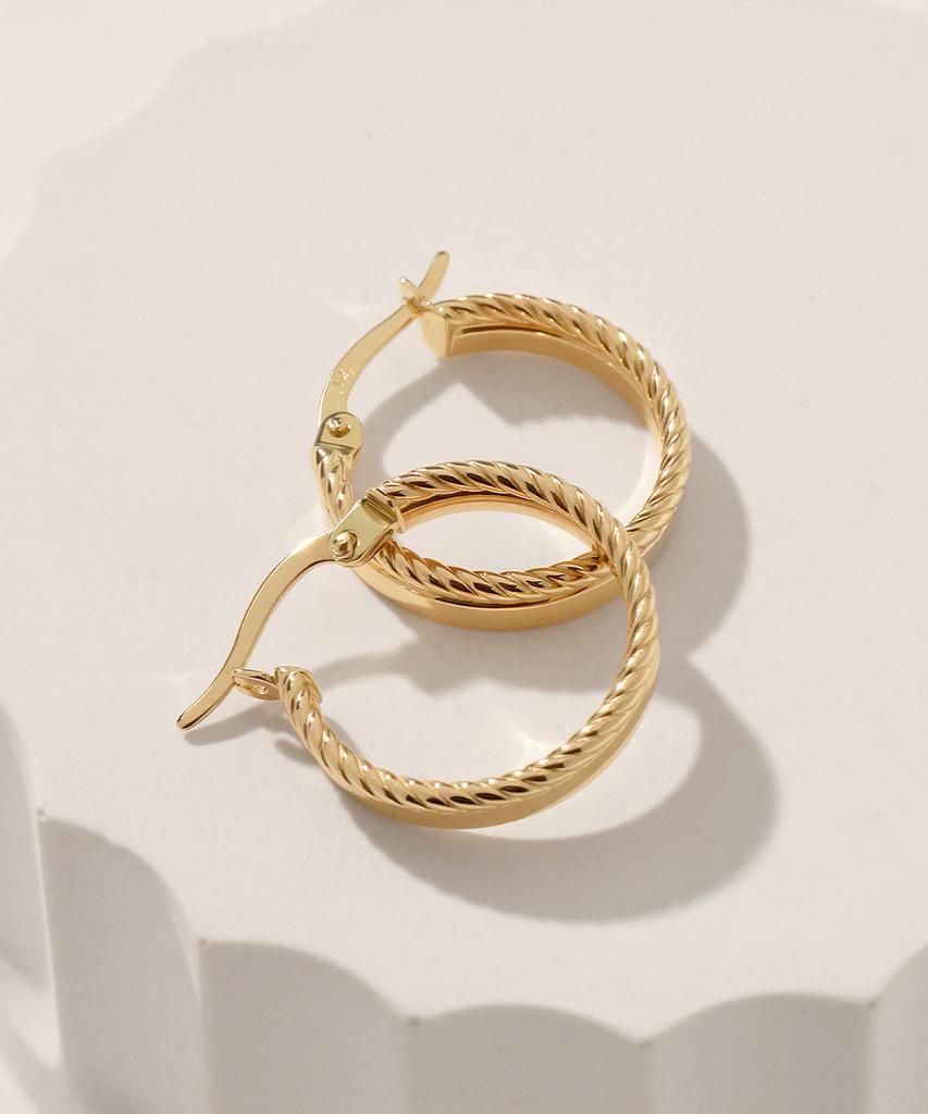Mcel 14K Serkle Rope Ring Earrings