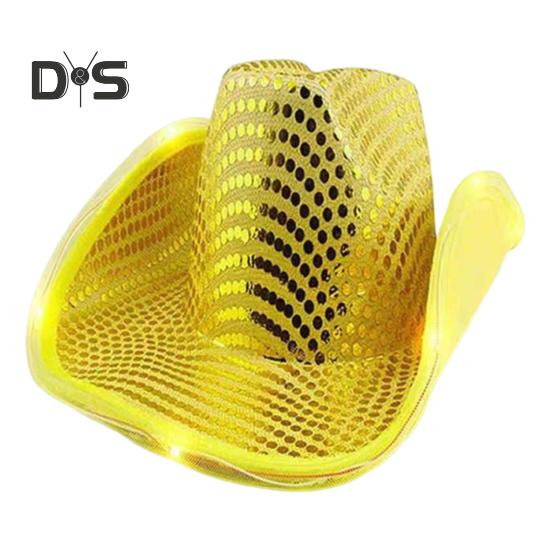 Ковбойская шляпа со светодиодной подсветкой в стиле ретро-вестерн, 5 доступных цветов, кепка с блестками от солнца, для рождественских вечеринок, ночных клубов, выступлений, фото-реквизита