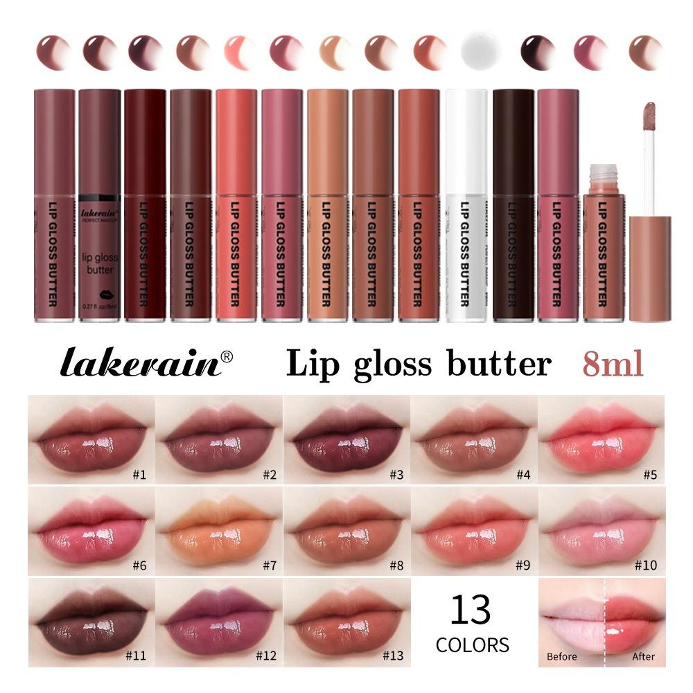 Lakerain Butter Light Lip Glaze Питательный зеркальный блеск для губ Стойкая цветная глазурь для губ Жидкость для окрашивания губ