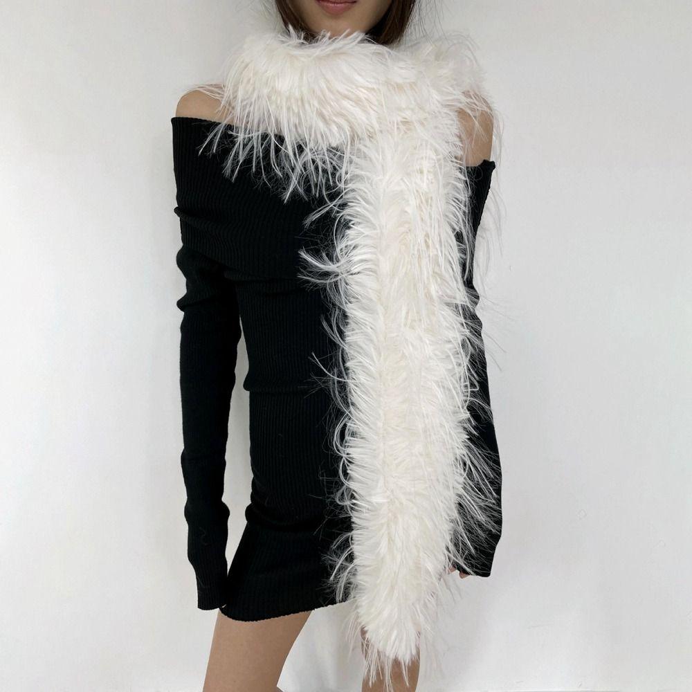 Harajuku Imitation Fur Scarf Pure Color Plush Shawl Elegant Y2K Scarves Student