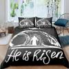 Jesus Cross Duvet Cover Set King Queen Size Christian Retro Design Polyester Quilt Cover for Teens Adult Jesus Christ Believer