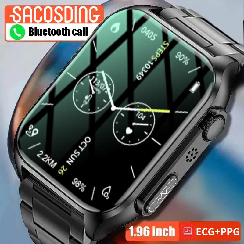 2024 Новый голосовой помощник Bluetooth Вызов кислорода в крови ЭКГ+ПГГ Смарт-часы для мужчин Артериальное давление Кислород Температура тела Смарт-часы