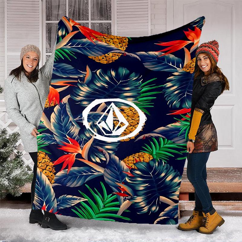 V-VOLCOM LOGO4 printed throw blanket—lightweight,soft,warm;versatile blanket for all seasons—perfect as &air-conditioning throw,nap blanket