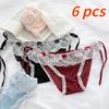 6 PCS Sexy Women Panties Lace  Tie Underwear  Underpants Solid Comfortable Lingerie