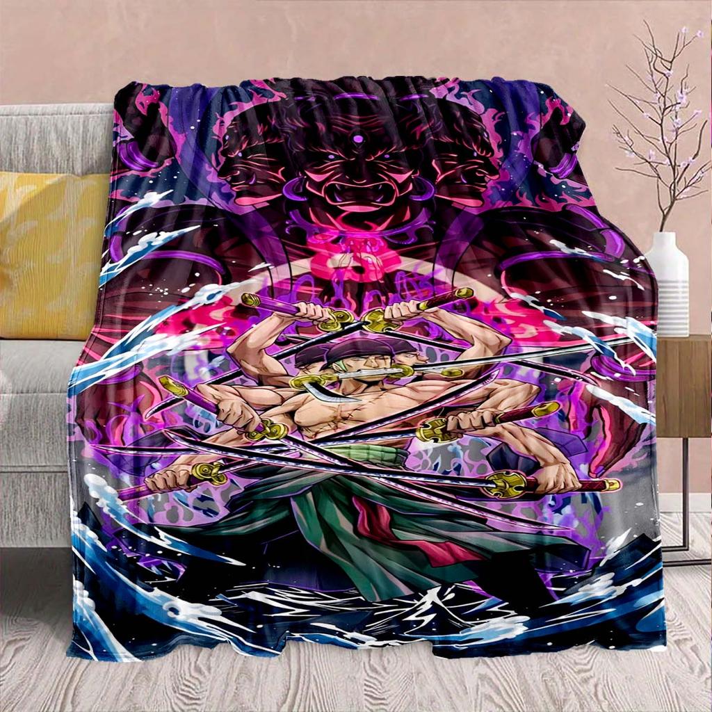 One Piece Anime Flannel Blanket - Soft Warm Perfect for Sofa, Bedding Camping Travel Office Home Decor