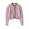 Women Sweater Spring Fall New Candy Solid Color Wool Round Neck Singlebreasted Long Sleeve Knit Cardigan Sweater  C-131