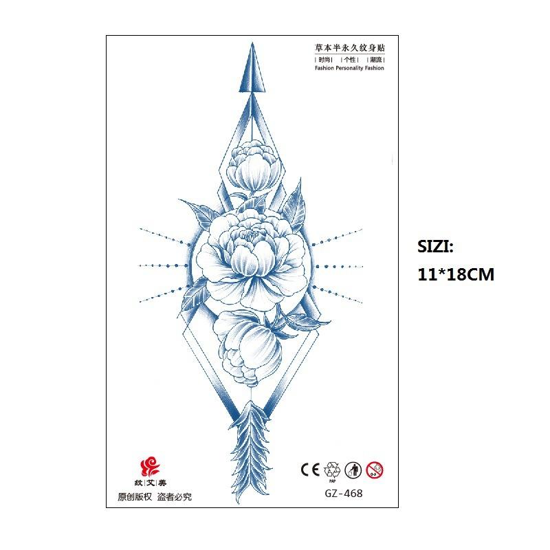 Herbal Juice Tattoo Sticker Geisha Bergamot Brahma Blossom Back Arm Back Non-Reflective Keep 15 Days Sticker
