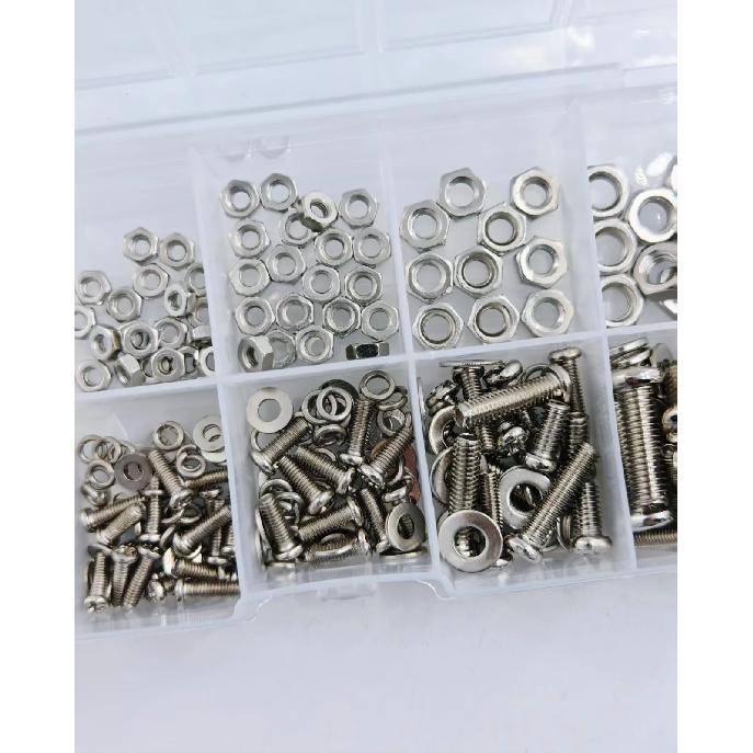 320pcs Premium Stainless Steel Screw and Nut Assortment Kit - Corrosion-Resistant, Snap-in Nuts, M2 to M5 Sizes - Ideal for DIY
