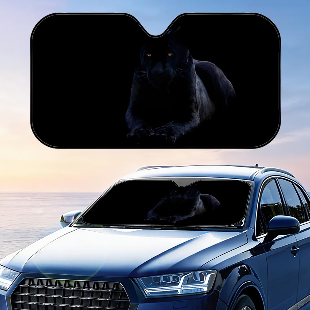 Black Panther Sun Visor Reusable Aluminum Foil Windshield UV Protection Heat Insulation Cover Sun Visor Shade